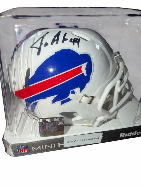 Other - Joe Andreessen Signed Buffalo Bills Mini Helmet - TSE Cert - "Buffalo Joe"